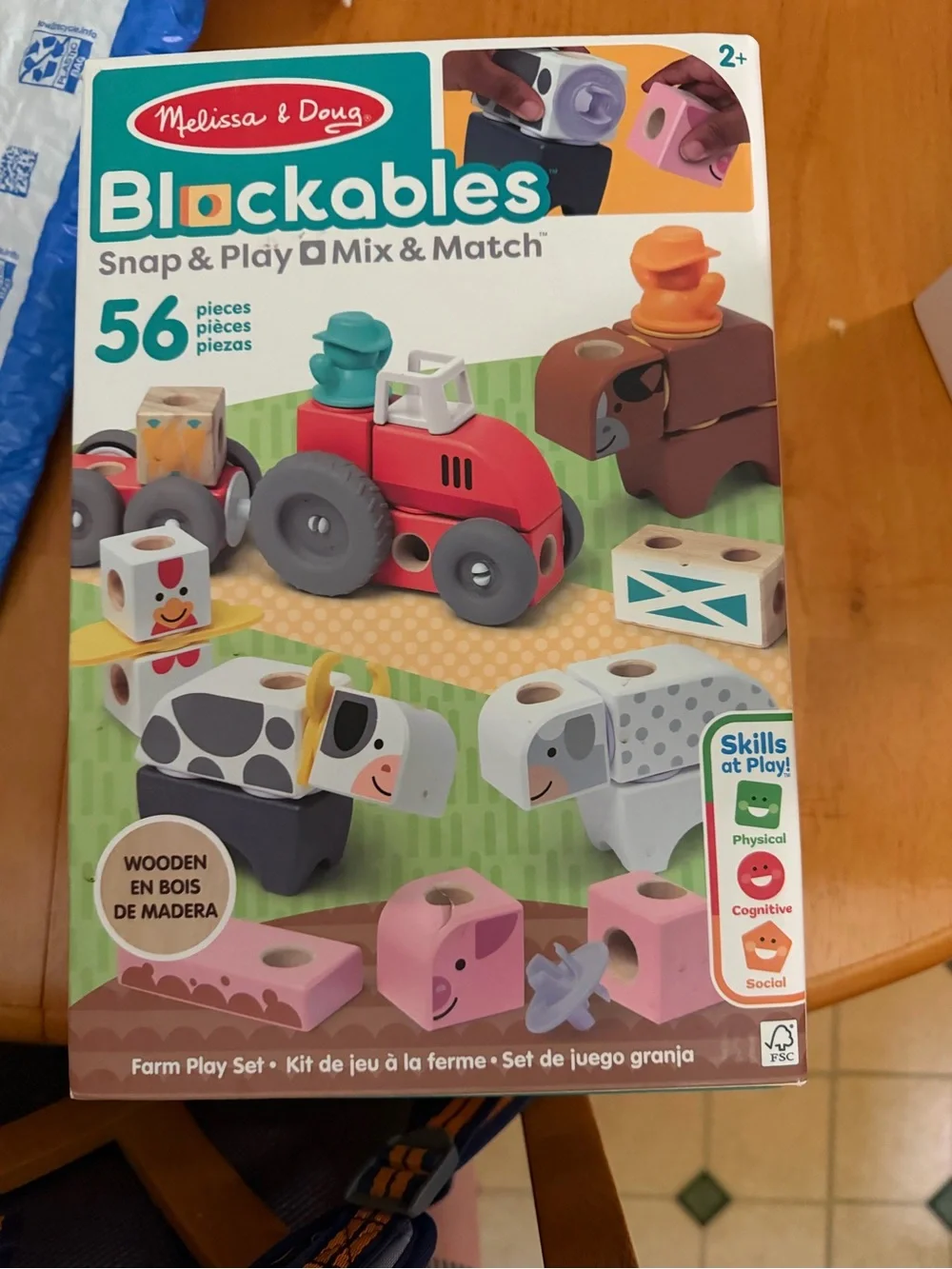 Melissa & Doug Blockables Farm Play Set — Pink, Red, White, Brown, Green